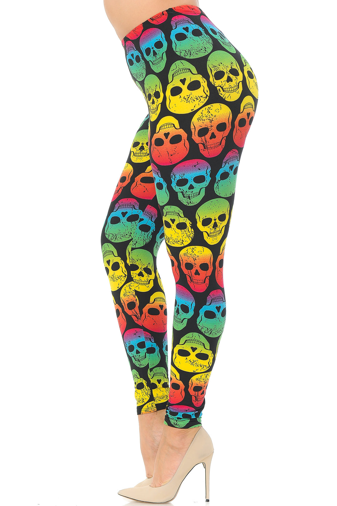 Buttery Smooth Rainbow Skull Extra Plus Size Leggings - 3X-5X