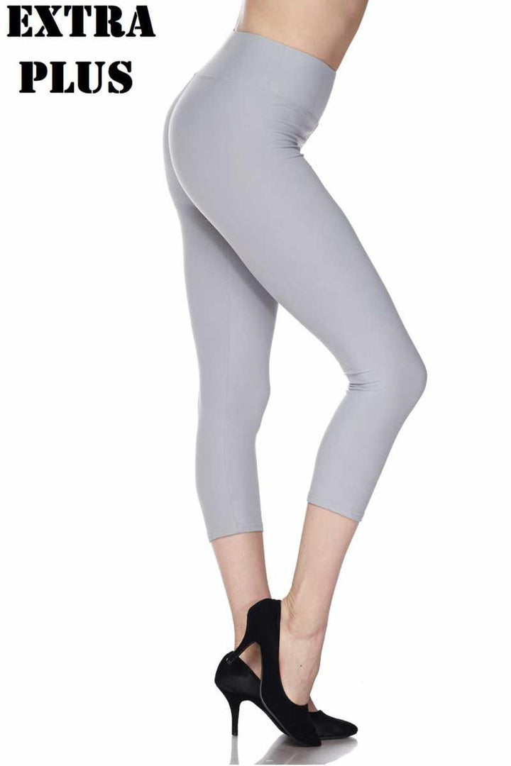 Buttery Smooth Basic Solid High Waisted Extra Plus Size Capris - 3 Inch - 3X-5X  - New Mix