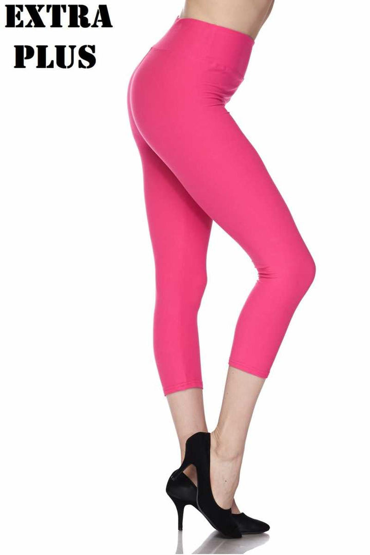 Buttery Smooth Basic Solid High Waisted Extra Plus Size Capris - 3 Inch - 3X-5X  - New Mix
