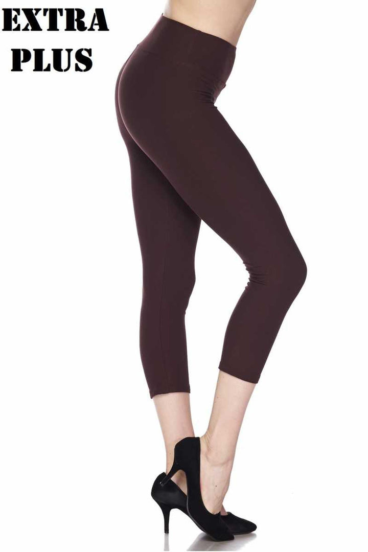 Buttery Smooth Basic Solid High Waisted Extra Plus Size Capris - 3 Inch - 3X-5X  - New Mix