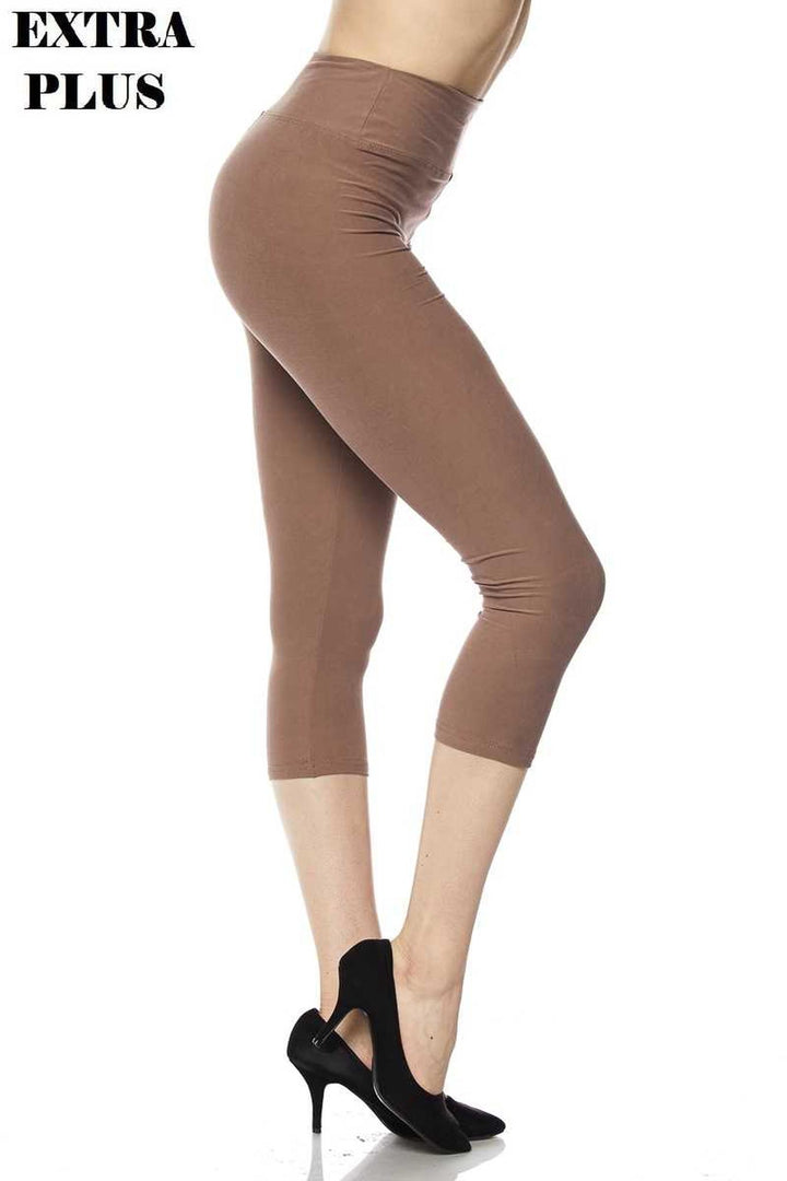 Buttery Smooth Basic Solid High Waisted Extra Plus Size Capris - 3 Inch - 3X-5X  - New Mix