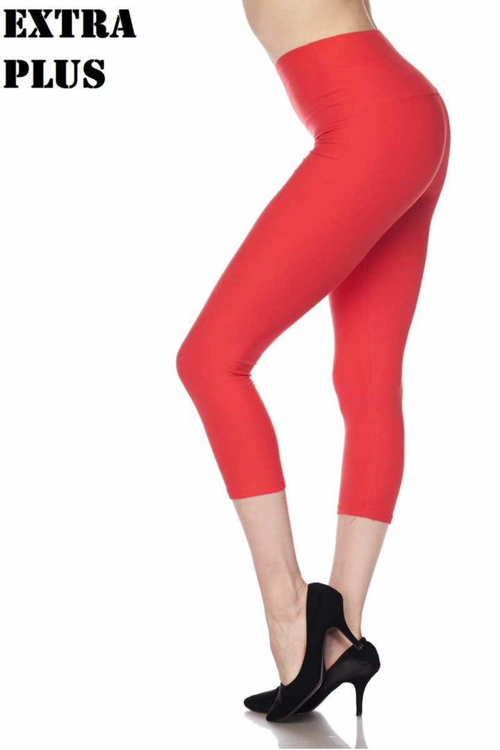 Buttery Smooth Basic Solid High Waisted Extra Plus Size Capris - 5 Inch - 3X-5X - New Mix