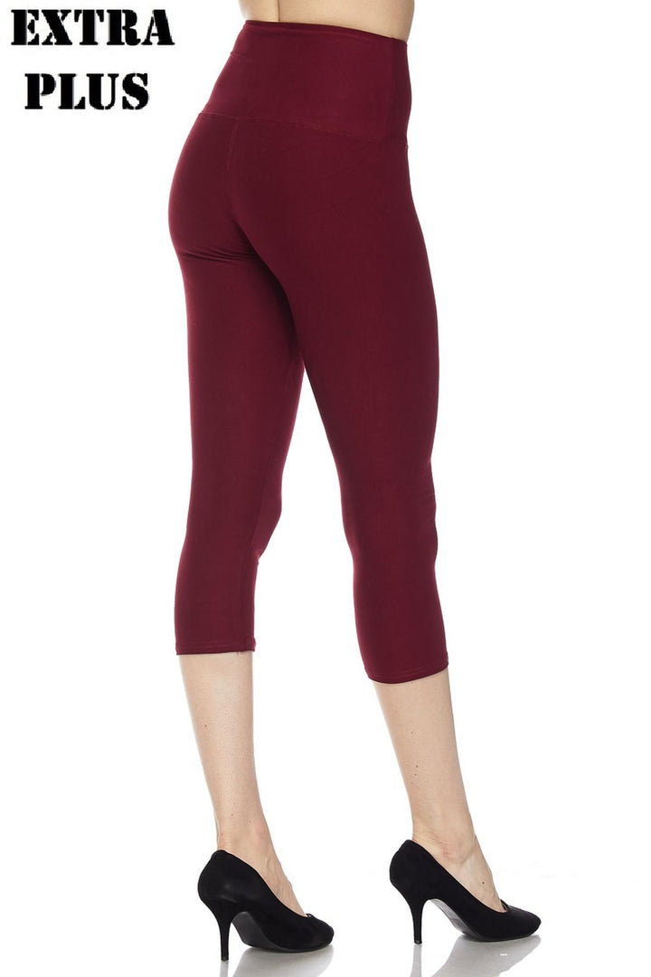 Buttery Smooth Basic Solid High Waisted Extra Plus Size Capris - 5 Inch - 3X-5X - New Mix