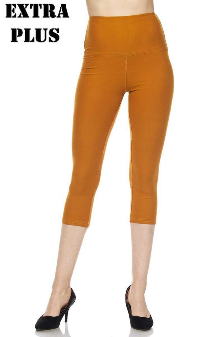 Buttery Smooth Basic Solid High Waisted Extra Plus Size Capris - 5 Inch - 3X-5X - New Mix