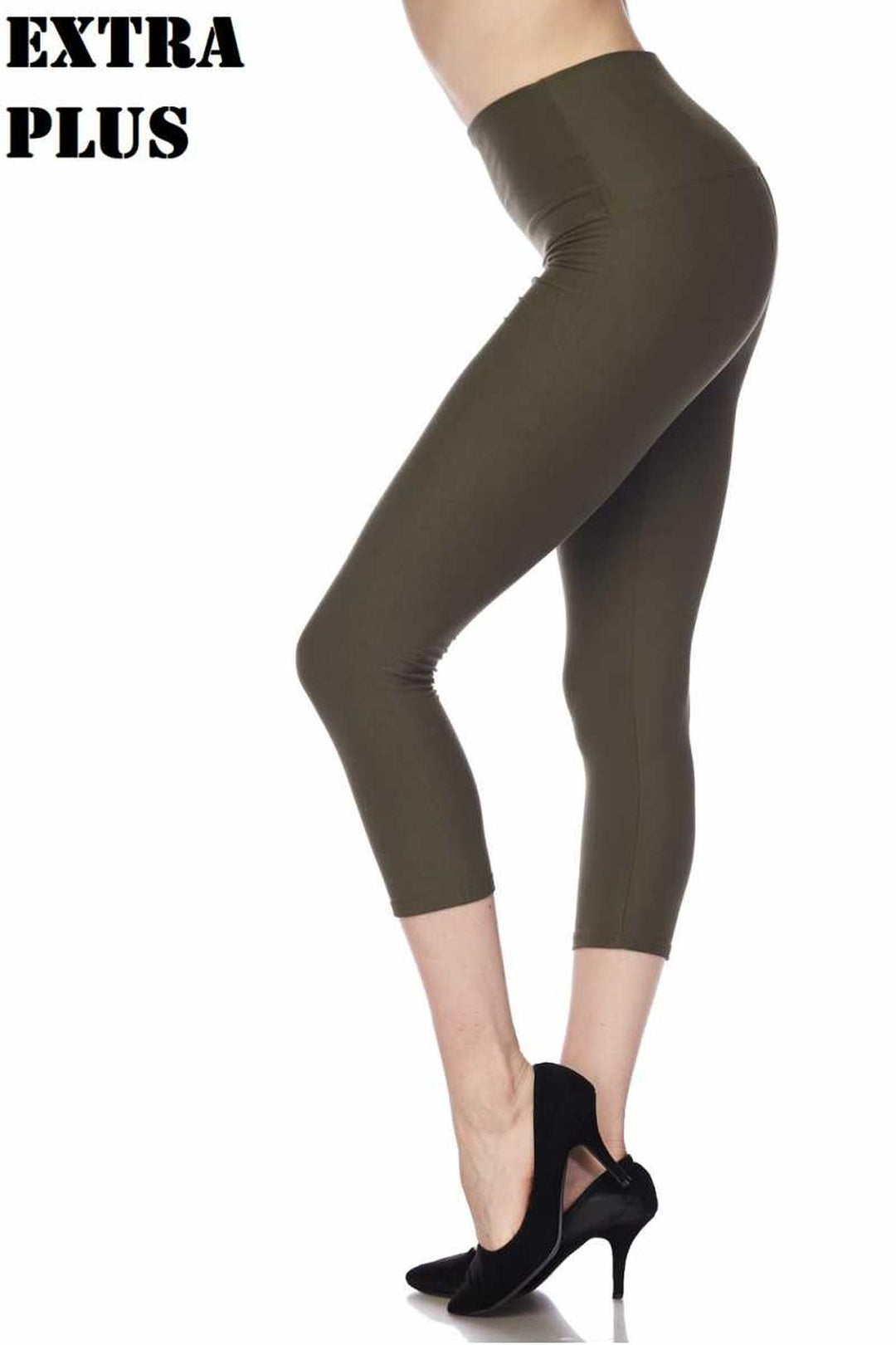 Buttery Smooth Basic Solid High Waisted Extra Plus Size Capris - 5 Inch - 3X-5X - New Mix