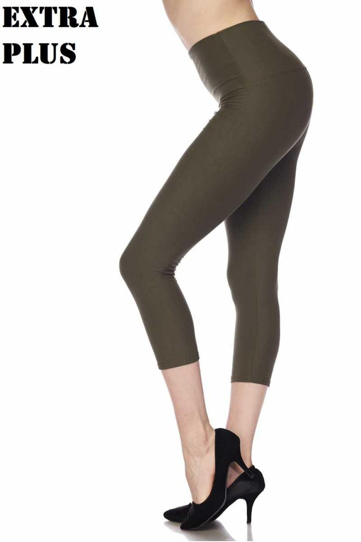 Buttery Smooth Basic Solid High Waisted Extra Plus Size Capris - 5 Inch - 3X-5X - New Mix
