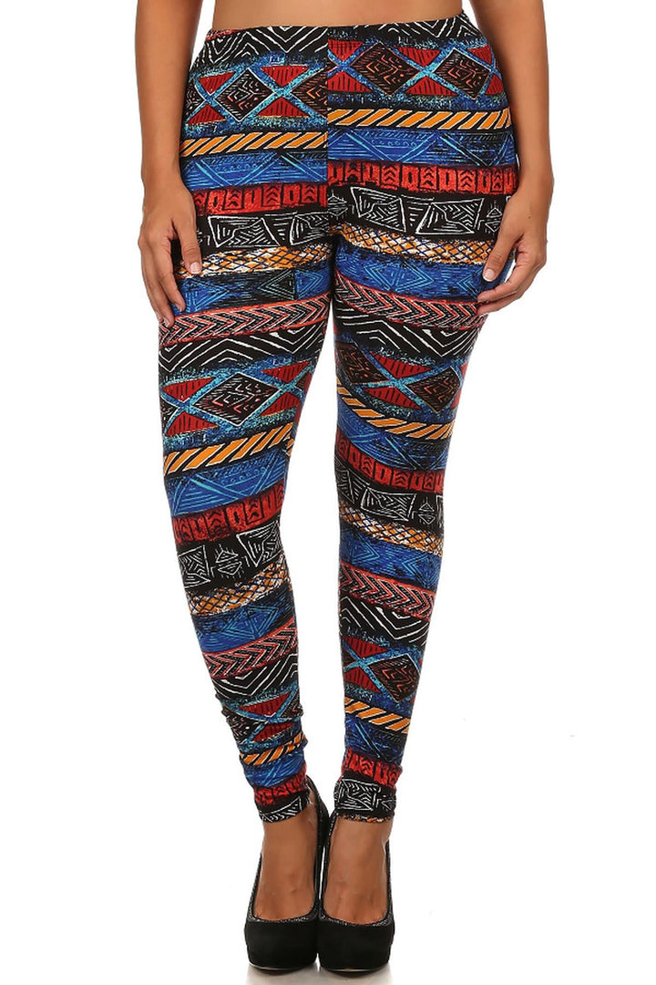Buttery Smooth Tulum Tribal Extra Plus Size Leggings - 3X-5X