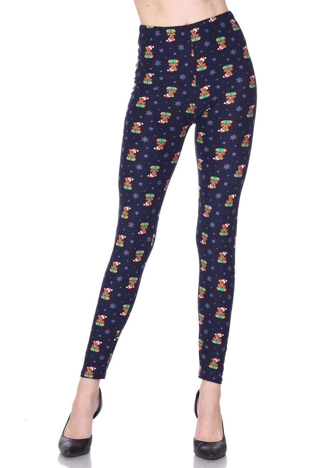 Buttery Smooth Christmas Teddy Bears Extra Plus size Leggings - 3X-5X