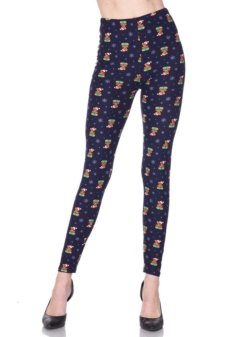Buttery Smooth Christmas Teddy Bears Extra Plus size Leggings - 3X-5X