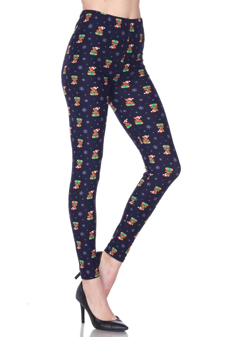 Buttery Smooth Christmas Teddy Bears Extra Plus size Leggings - 3X-5X