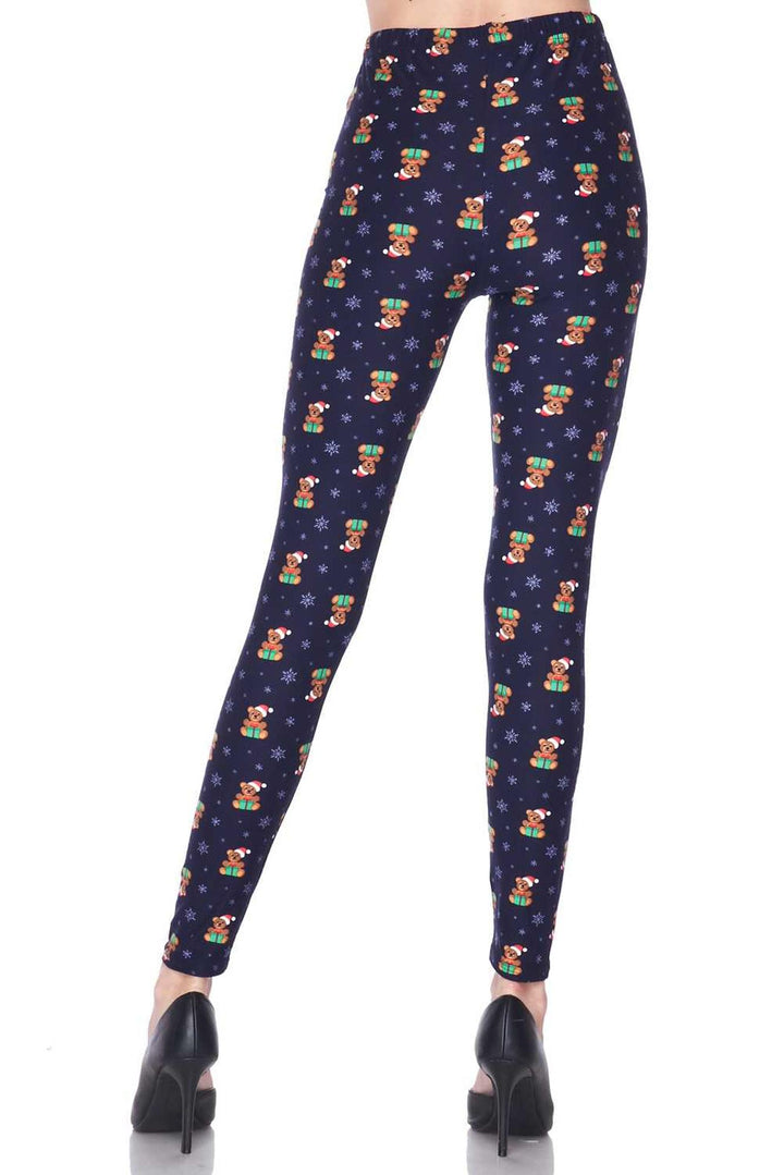 Buttery Smooth Christmas Teddy Bears Extra Plus size Leggings - 3X-5X