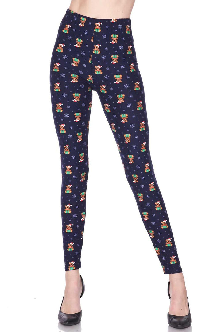 Buttery Smooth Christmas Teddy Bears Extra Plus size Leggings - 3X-5X
