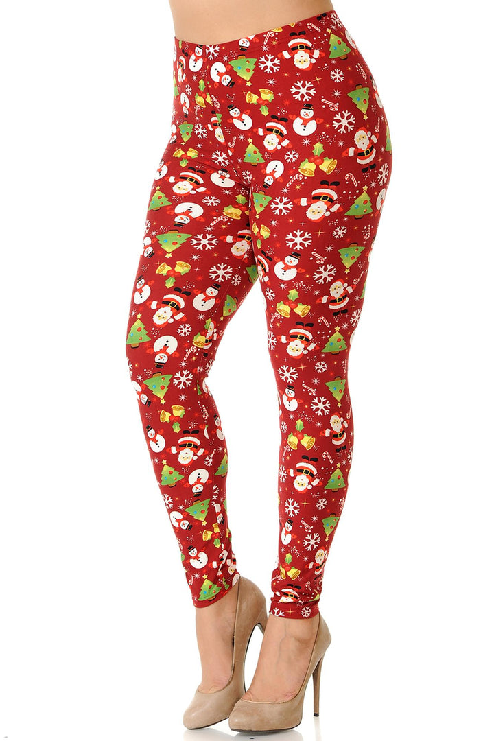 Buttery Smooth Festive Christmas Delight Extra Plus Size Leggings - 3X-5X