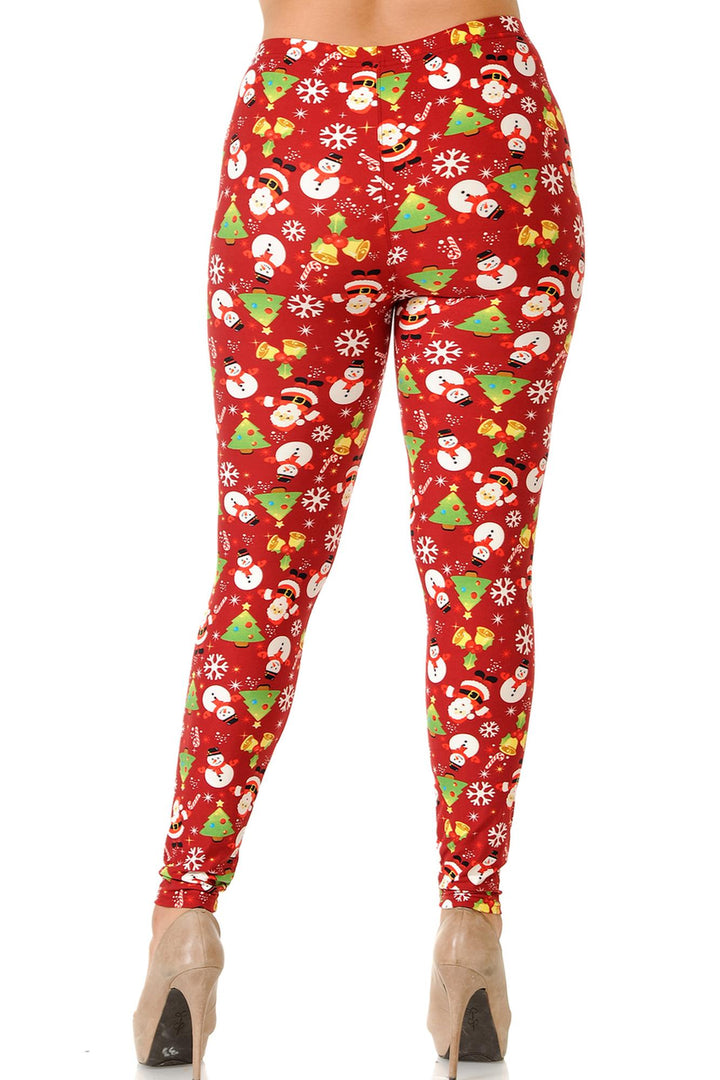 Buttery Smooth Festive Christmas Delight Extra Plus Size Leggings - 3X-5X