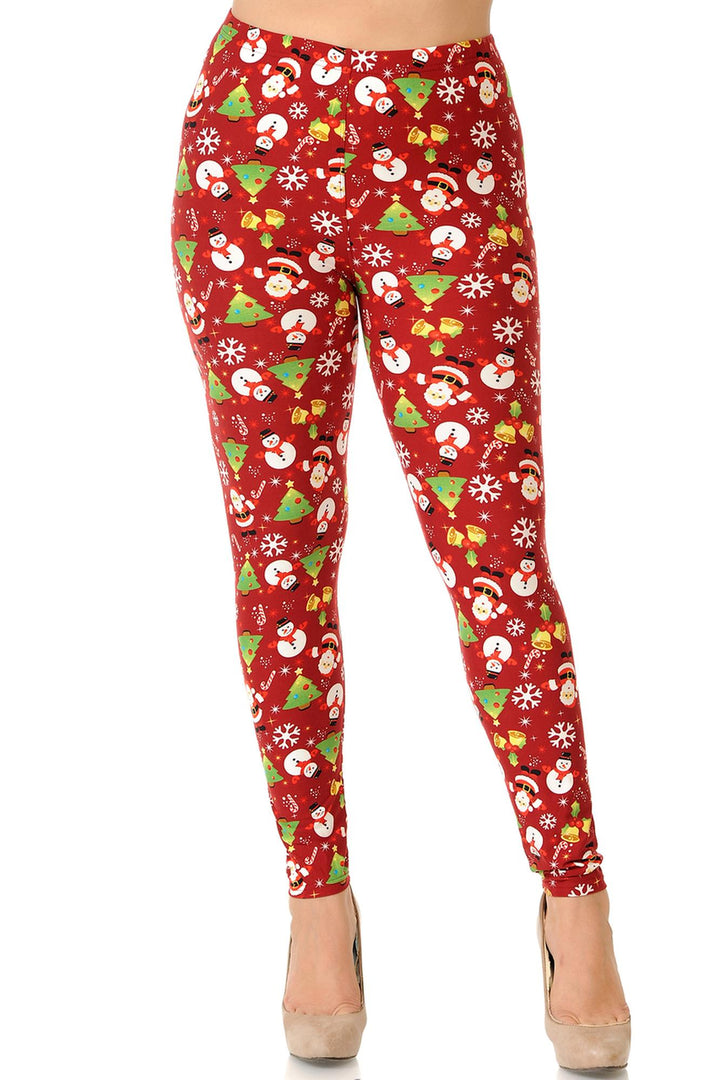 Buttery Smooth Festive Christmas Delight Extra Plus Size Leggings - 3X-5X