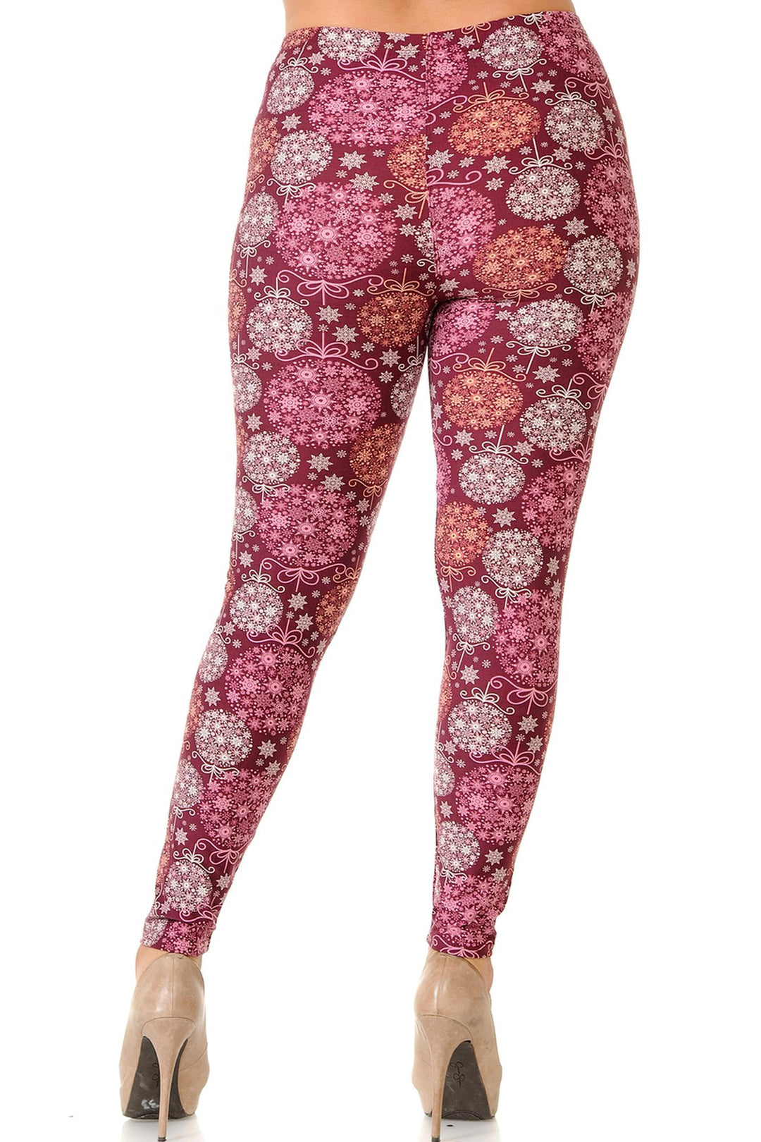 Buttery Smooth Festive Snowflake Ornaments Extra Plus Size Leggings - 3X-5X