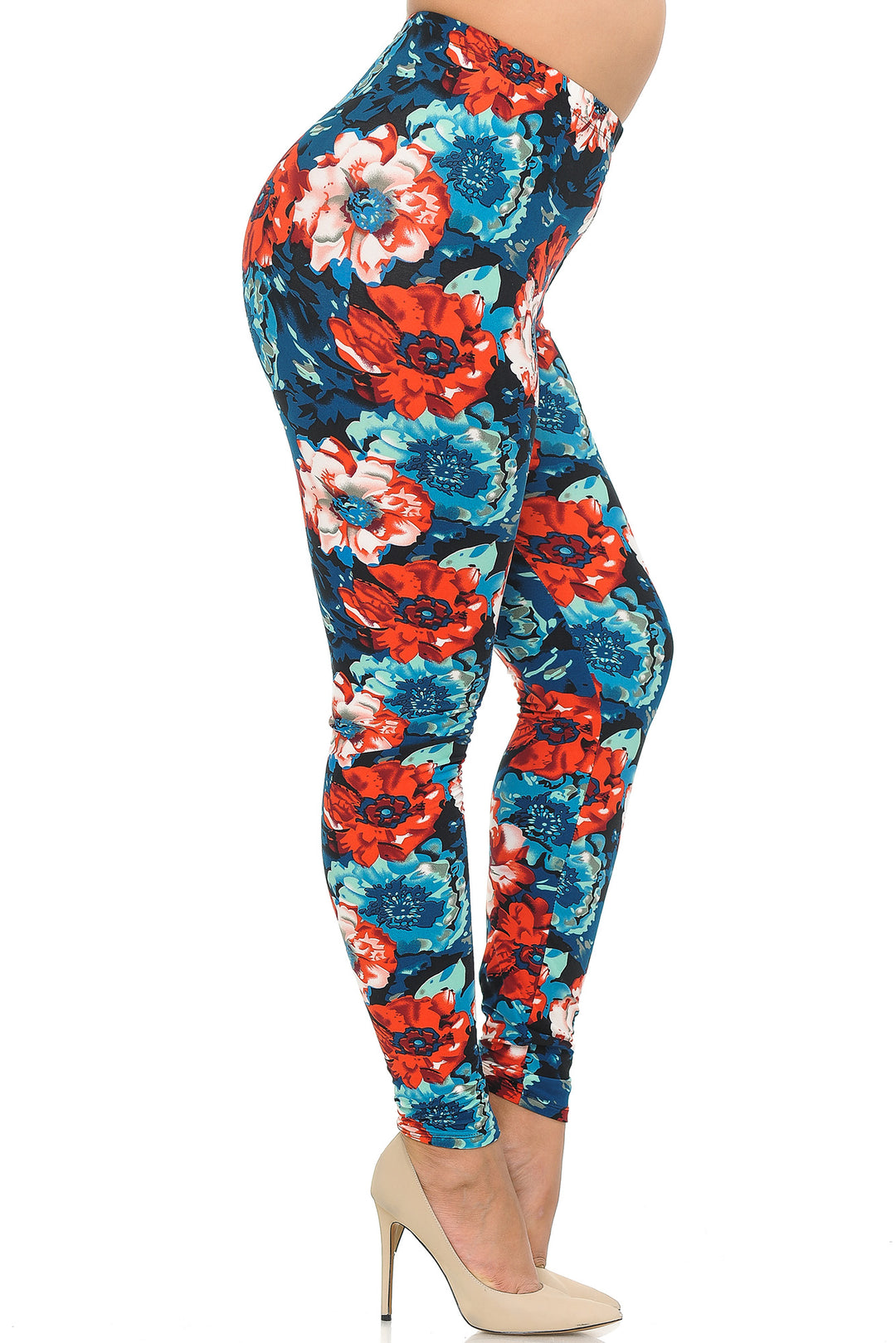 Buttery Smooth Painted Floral Extra Extra Plus Size Leggings - 3X-5X