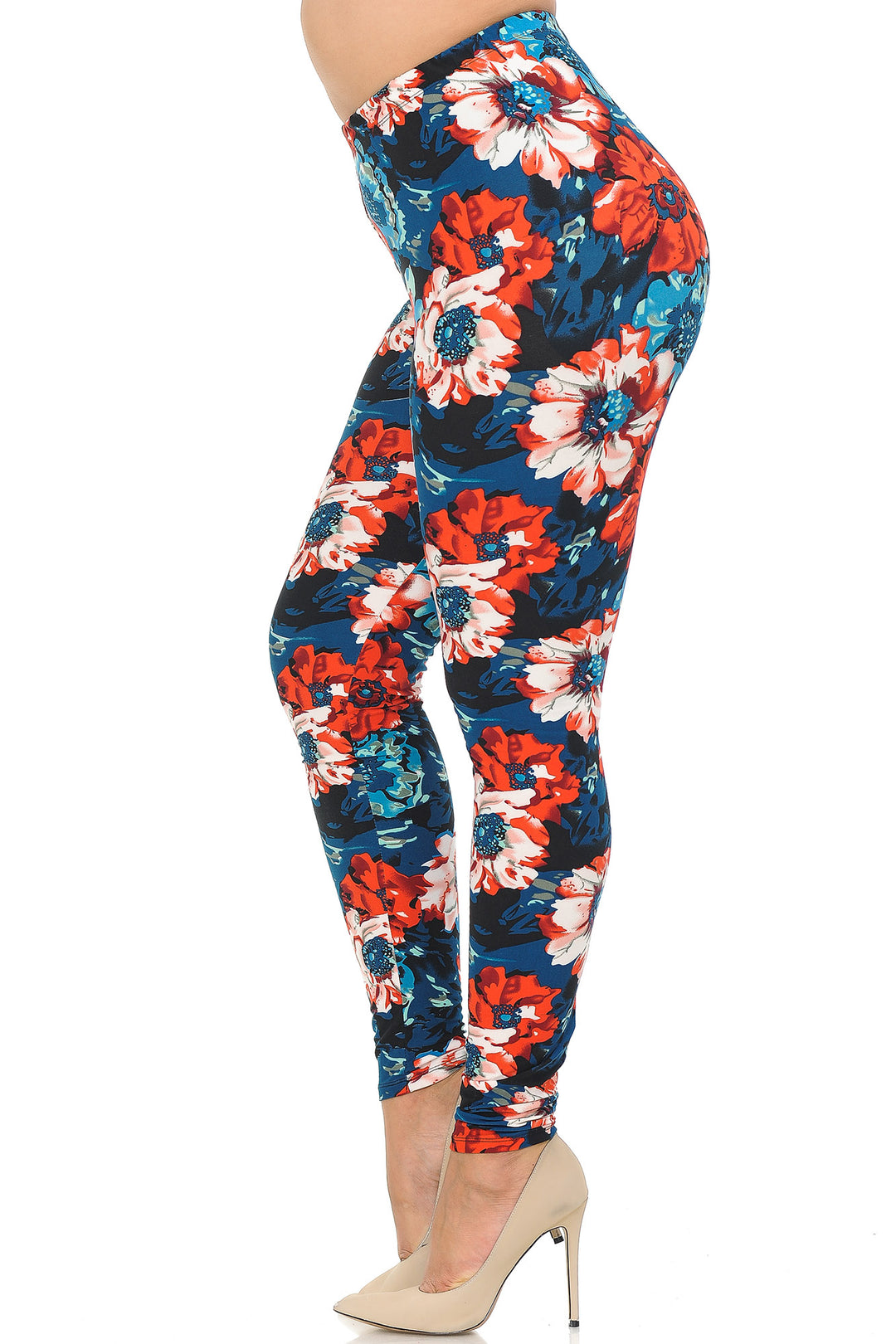 Buttery Smooth Painted Floral Extra Extra Plus Size Leggings - 3X-5X