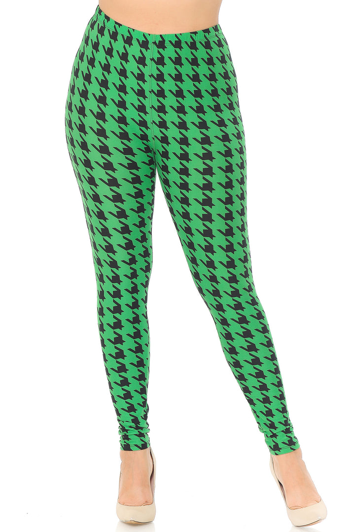 Buttery Smooth Houndstooth Extra Plus Size Leggings - 3X-5X