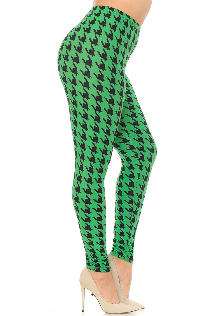 Buttery Smooth Houndstooth Extra Plus Size Leggings - 3X-5X