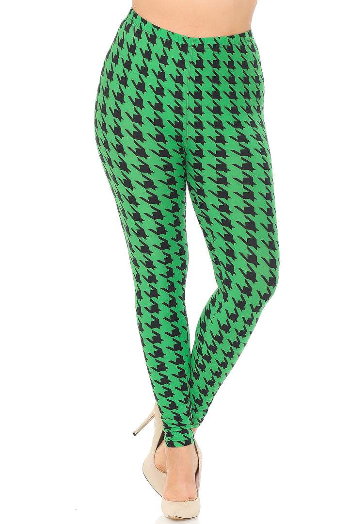Buttery Smooth Houndstooth Extra Plus Size Leggings - 3X-5X