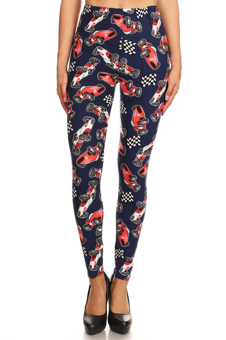 Buttery Smooth Retro Race Car Extra Plus Size Leggings - 3X-5X