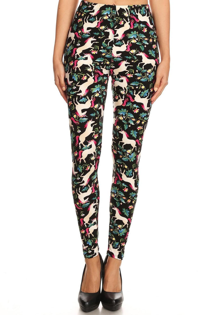 Buttery Smooth Woodland Unicorn Extra Plus Size Leggings - 3X-5X - Small Unicorns