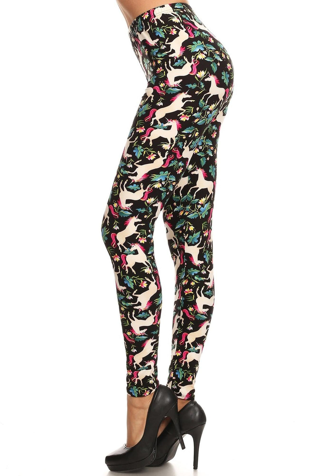 Buttery Smooth Woodland Unicorn Extra Plus Size Leggings - 3X-5X - Small Unicorns