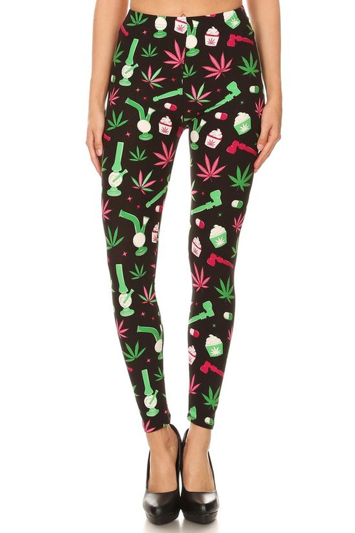 Buttery Smooth Marijuana Esprit Extra Extra Plus Size Leggings - 3X-5X