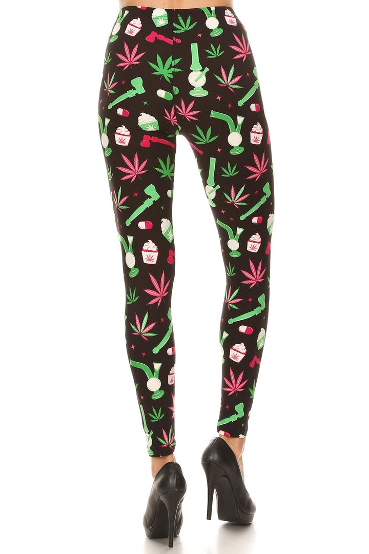 Buttery Smooth Marijuana Esprit Extra Extra Plus Size Leggings - 3X-5X