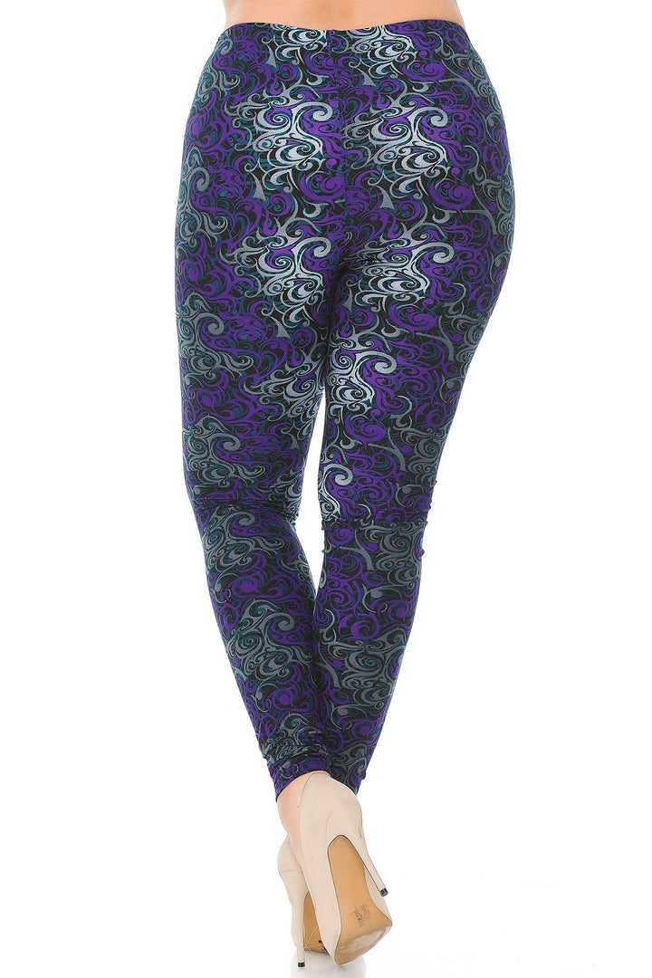 Buttery Smooth Purple Twisted Swirl Extra Plus Size Leggings - 3X-5X