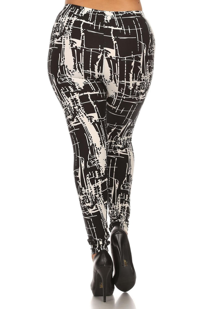 Buttery Smooth Splattered Lines Extra Plus Size Leggings - 3X-5X