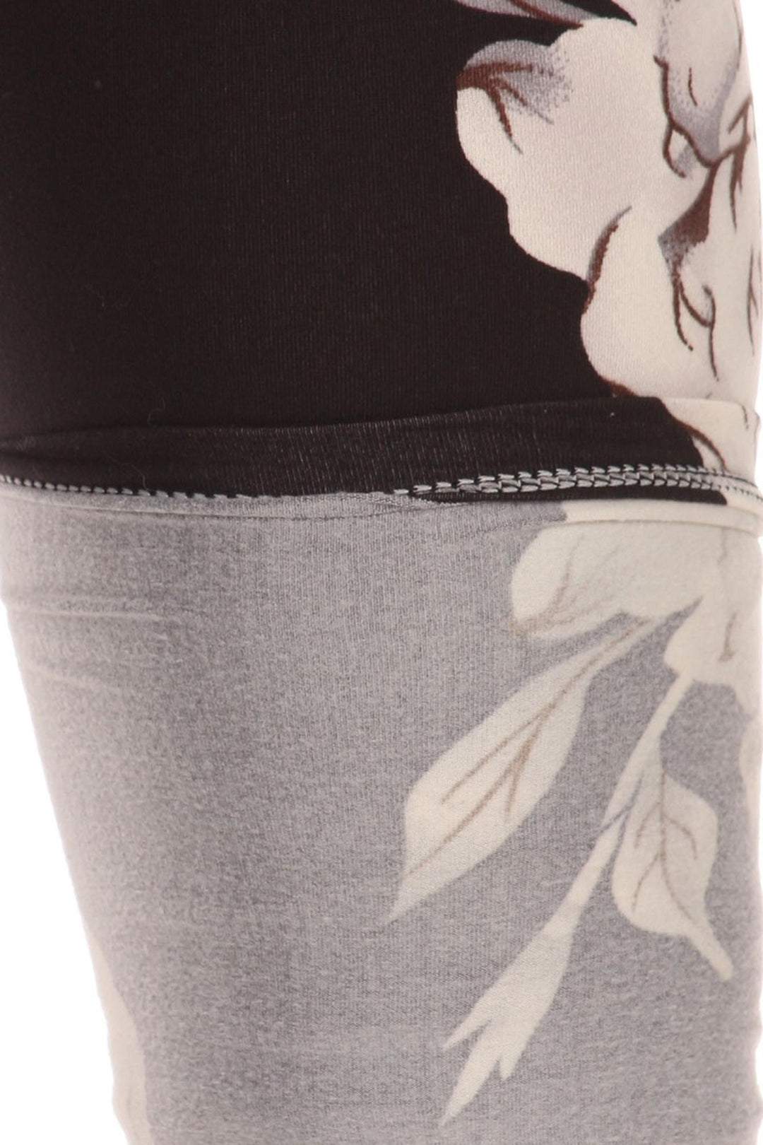 Buttery Smooth Jumbo White Rose Extra Plus Size Leggings - 3X - 5X