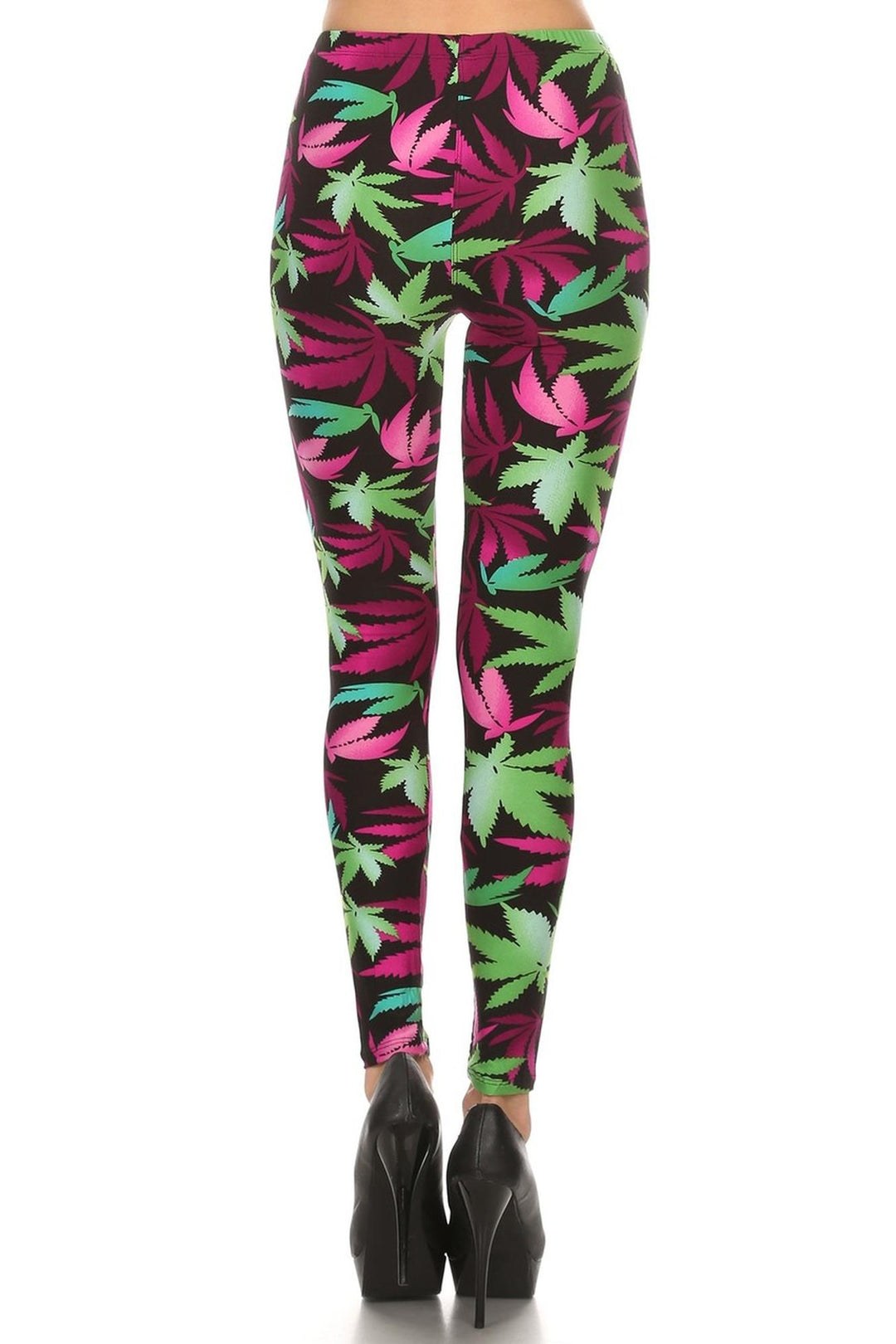 Buttery Smooth Fuchsia Marijuana Extra Plus Size Leggings - 3X-5X
