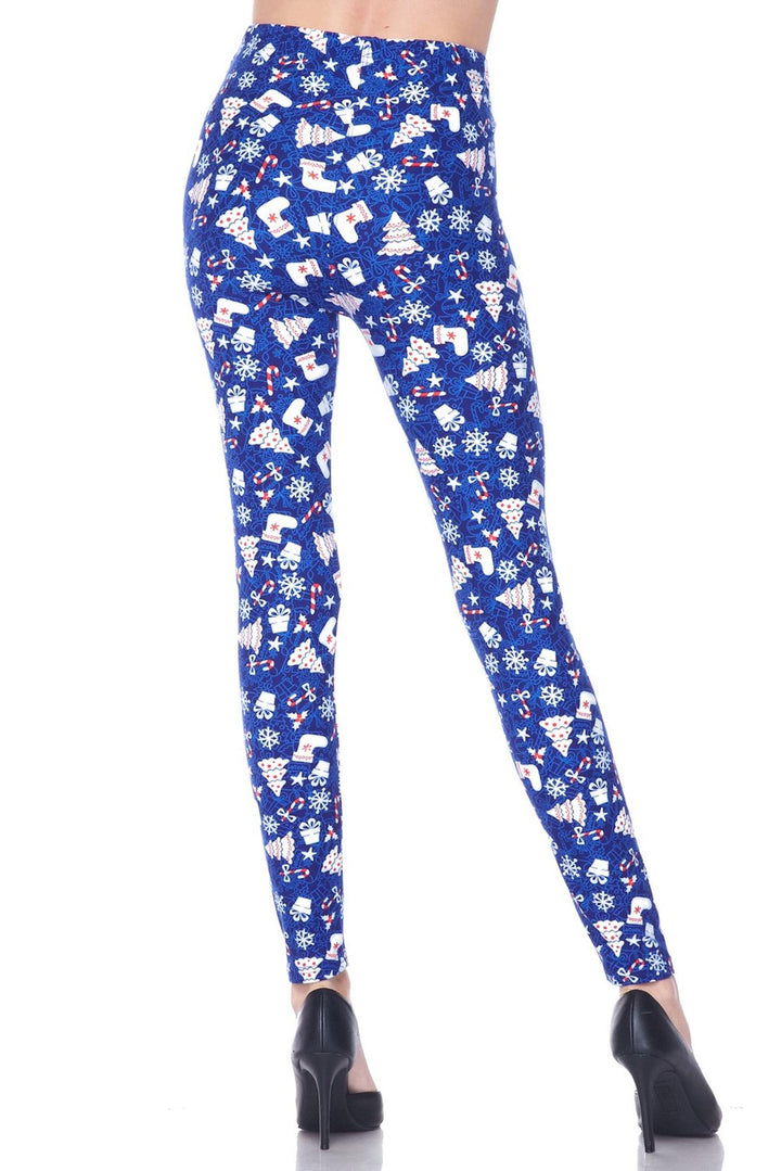 Buttery Smooth Blue Christmas Merriment Extra Plus Size Leggings