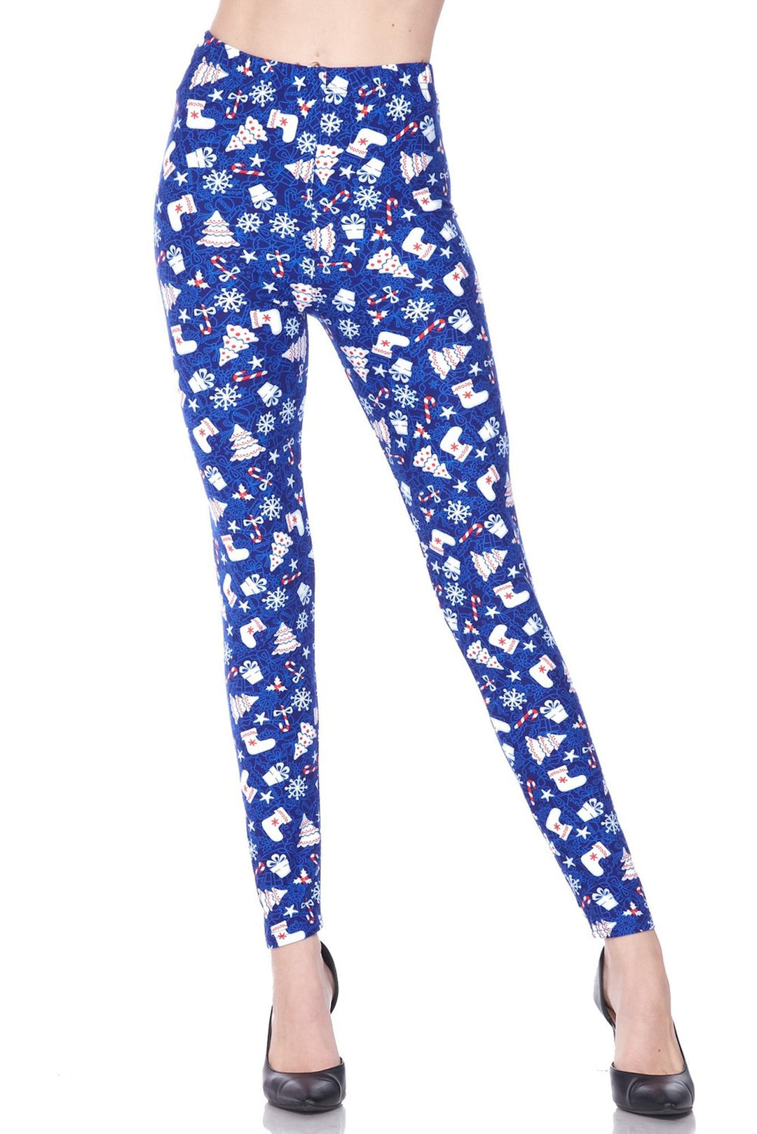 Buttery Smooth Blue Christmas Merriment Extra Plus Size Leggings