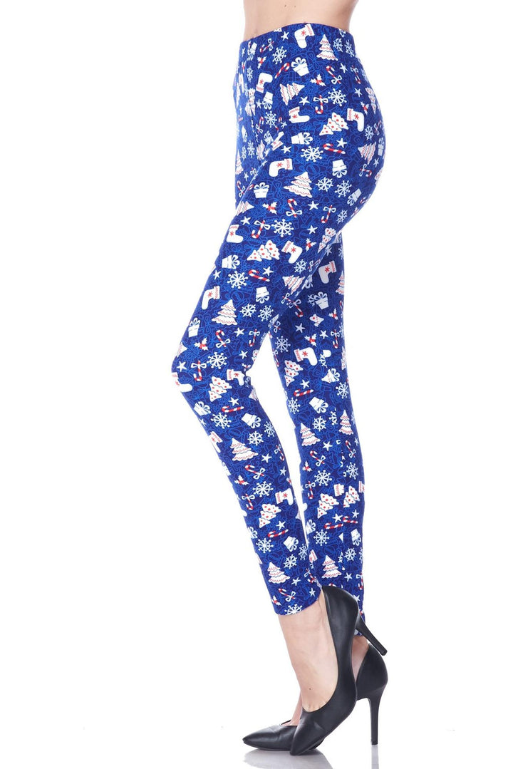 Buttery Smooth Blue Christmas Merriment Extra Plus Size Leggings
