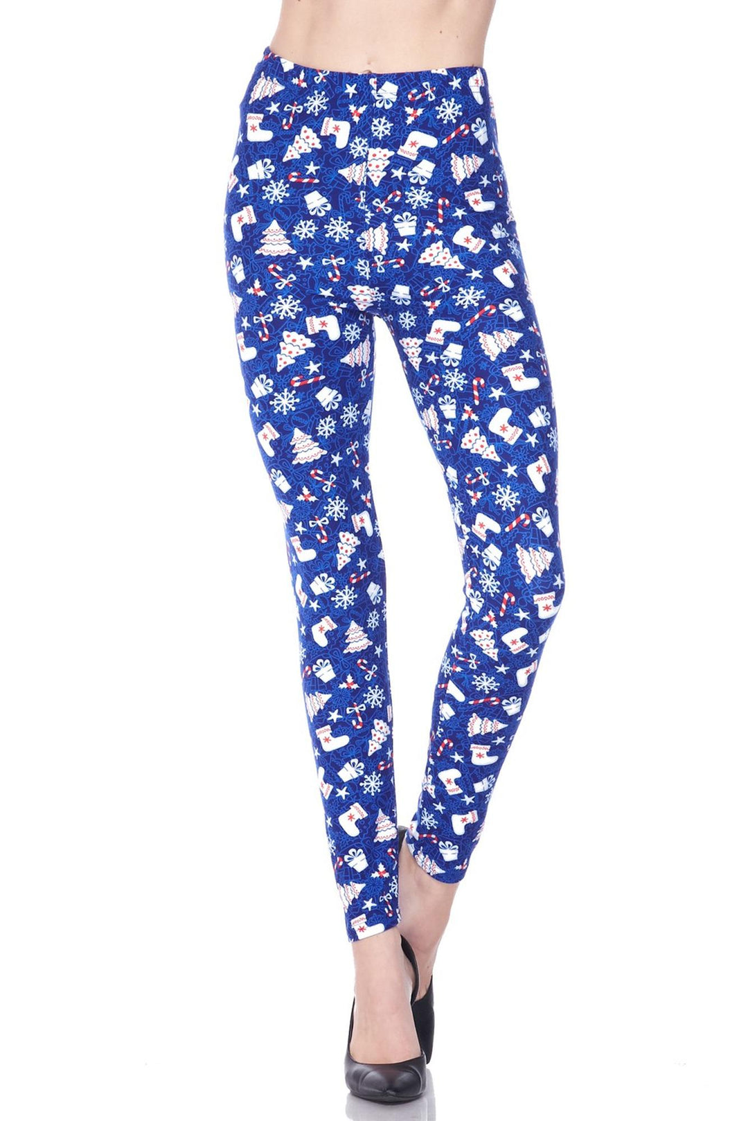 Buttery Smooth Blue Christmas Merriment Extra Plus Size Leggings
