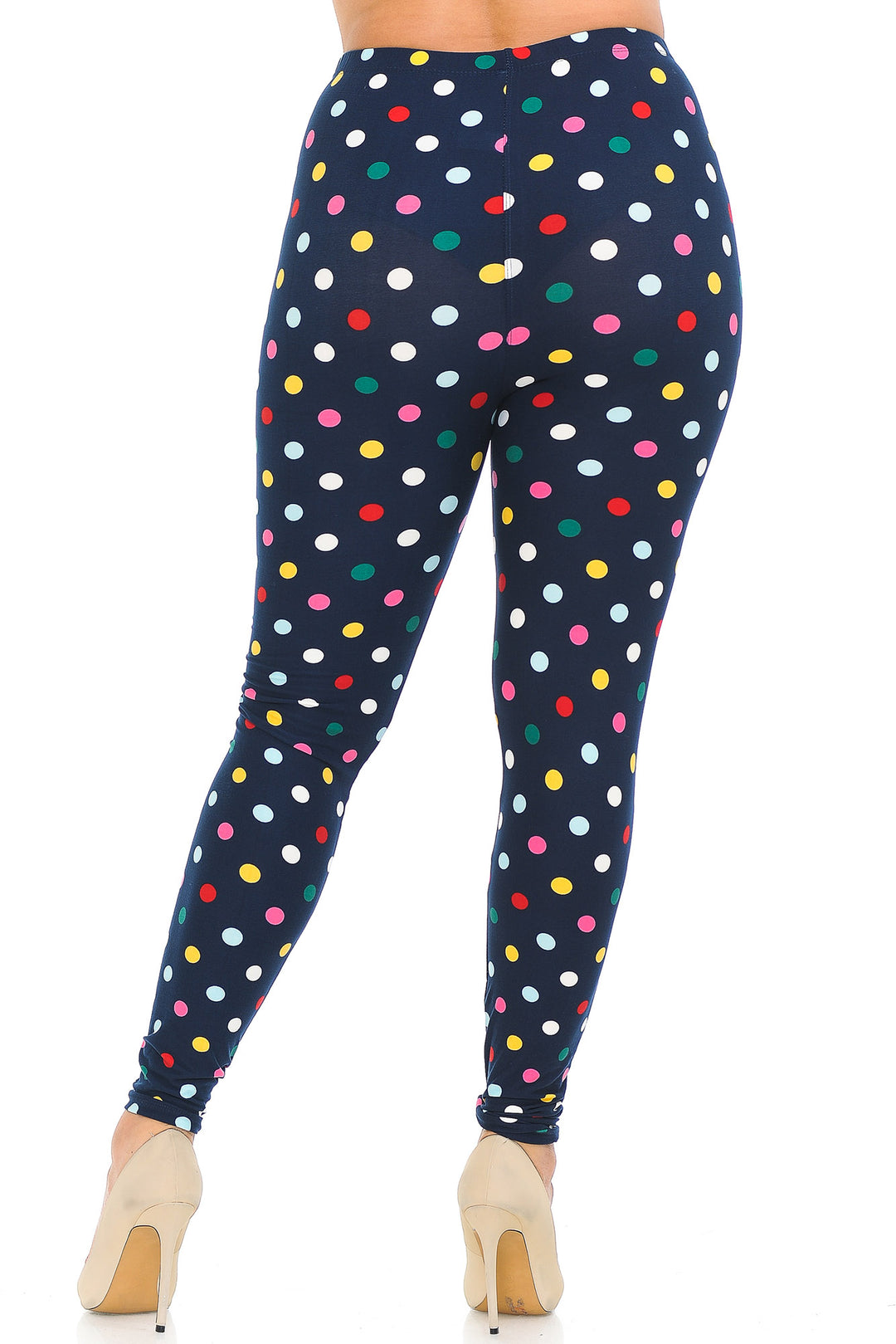 Buttery Smooth Colorful Polka Dot Extra Plus Size Leggings - 3X-5X