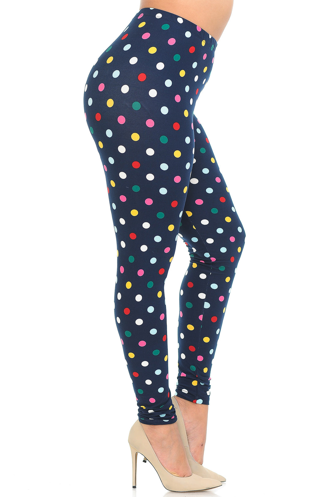 Buttery Smooth Colorful Polka Dot Extra Plus Size Leggings - 3X-5X