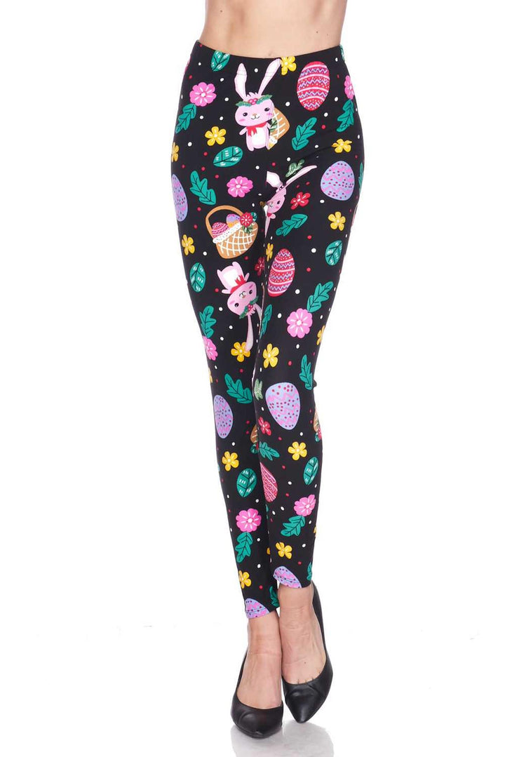 Buttery Smooth Bunny and Easter Egg Extra Plus Size Leggings - 3X-5X