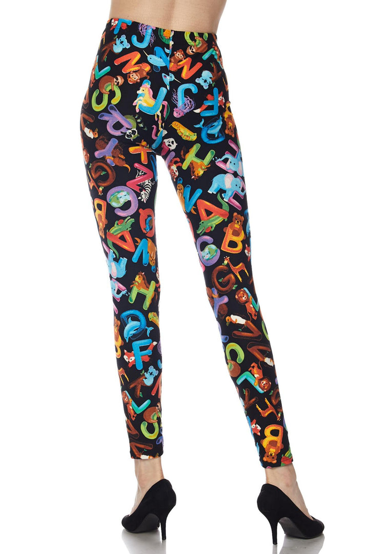 Buttery Smooth Animal Alphabet Extra Plus Size Leggings - 3X-5X