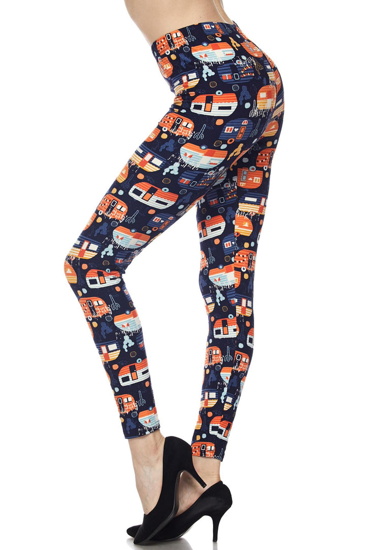 Buttery Smooth Colorful Camper Extra Plus Size Leggings - 3X-5X