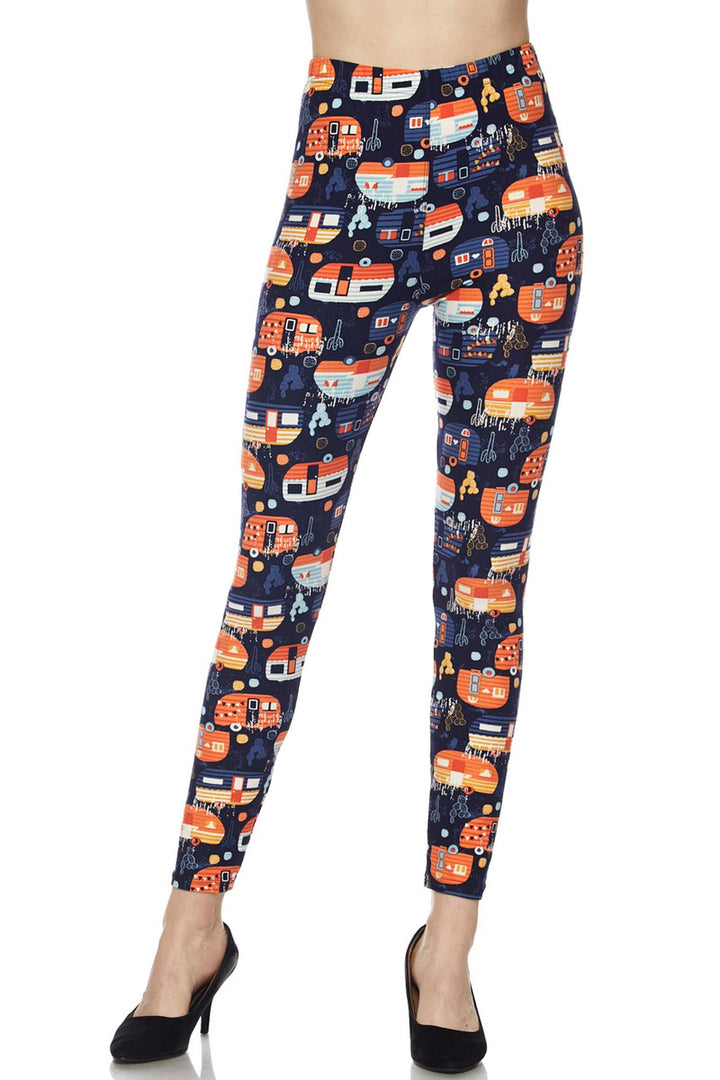 Buttery Smooth Colorful Camper Extra Plus Size Leggings - 3X-5X