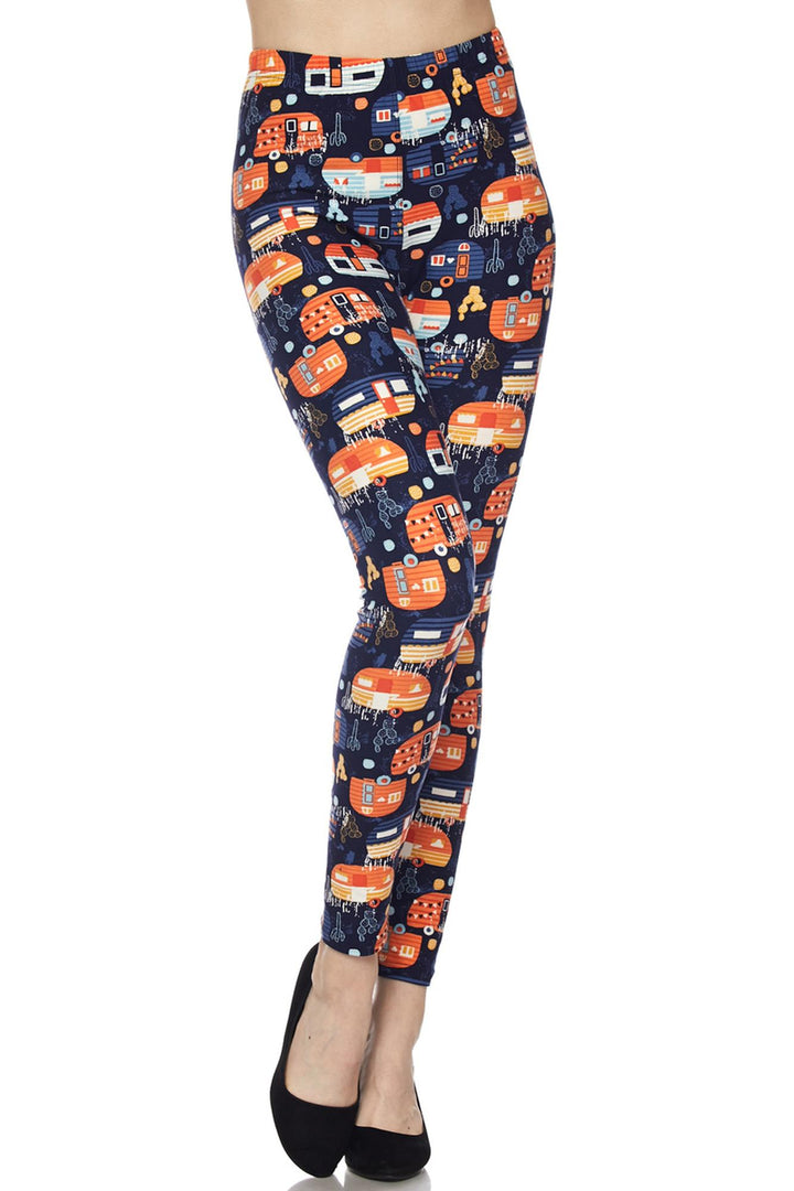 Buttery Smooth Colorful Camper Extra Plus Size Leggings - 3X-5X