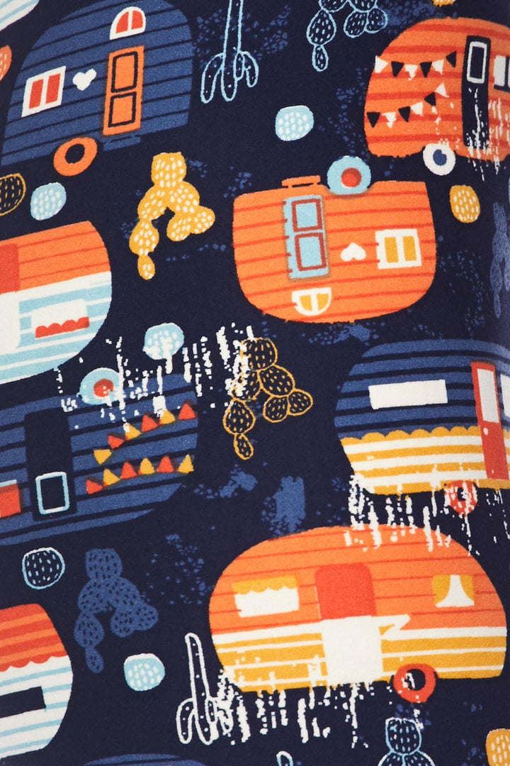 Buttery Smooth Colorful Camper Extra Plus Size Leggings - 3X-5X