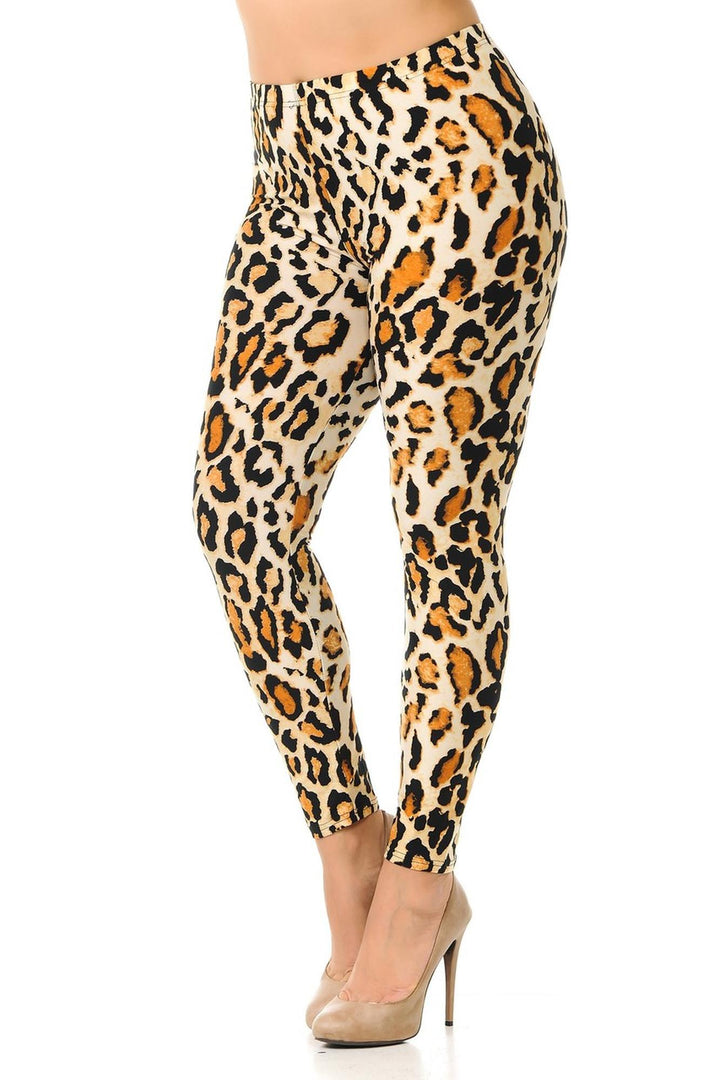 Buttery Smooth Brazilian Leopard Extra Plus Size Leggings - 3X-5X