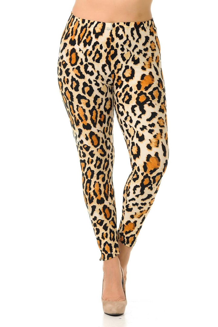 Buttery Smooth Brazilian Leopard Extra Plus Size Leggings - 3X-5X