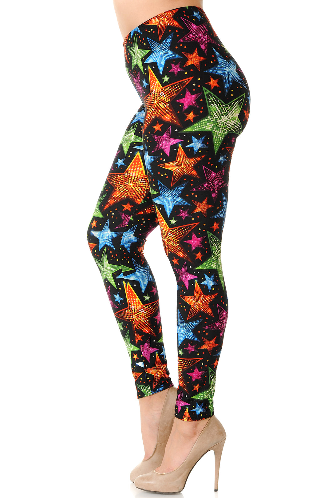 Buttery Smooth Glitter Star Extra Plus Size Leggings - 3X-5X