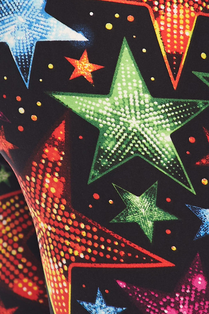 Buttery Smooth Glitter Star Extra Plus Size Leggings - 3X-5X
